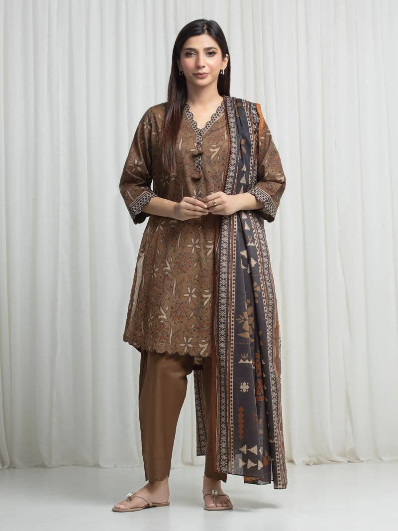Printed Khaddar Suit - EWU6A3-37003-3P thumbnail