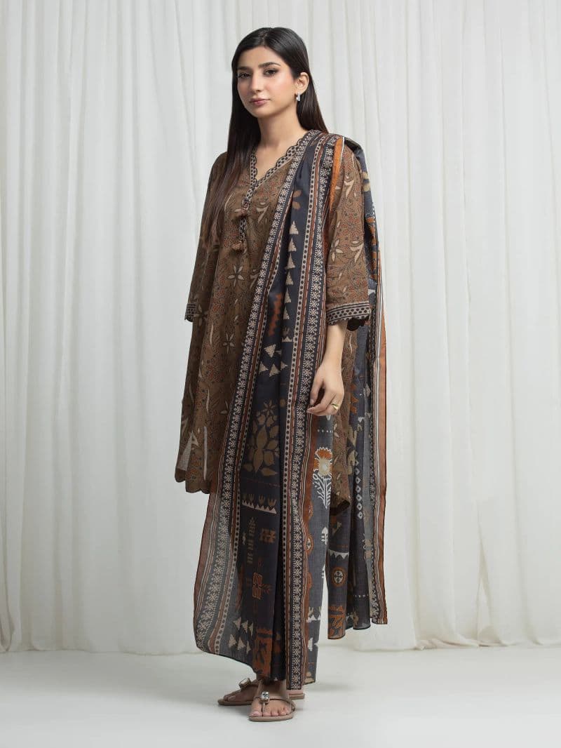 Printed Khaddar Suit - EWU6A3-37003-3P thumbnail