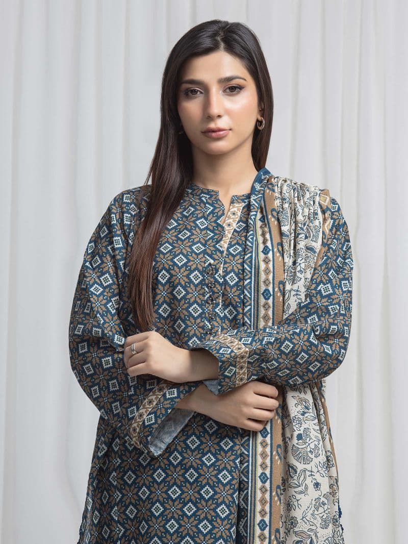 Printed Khaddar Suit - EWU6A3-37010-3P thumbnail