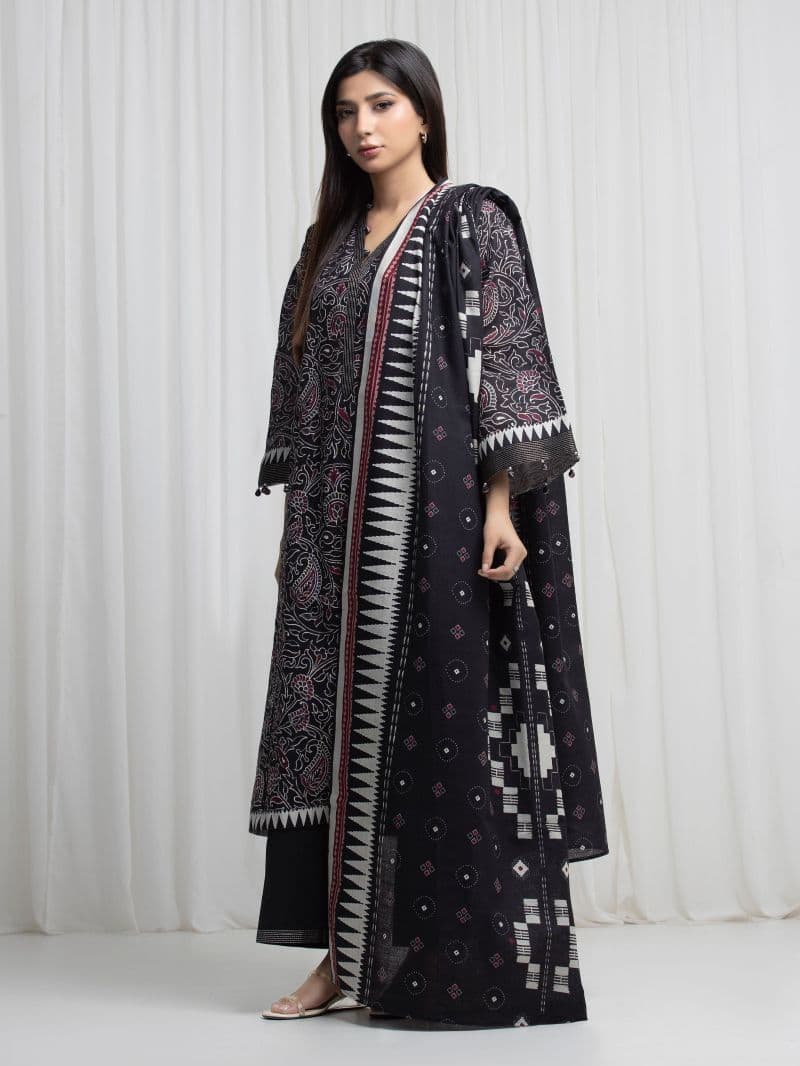 Printed Khaddar Suit - EWU6A3-37009-3P thumbnail