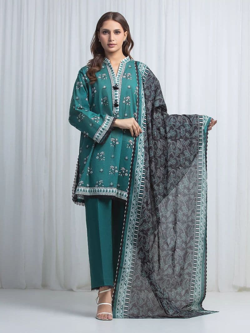 Printed Lawn Suit - EWU6A1-36859-3P thumbnail