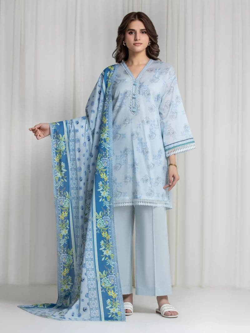 Printed Lawn Suit - EWU6A1-36737-3P thumbnail