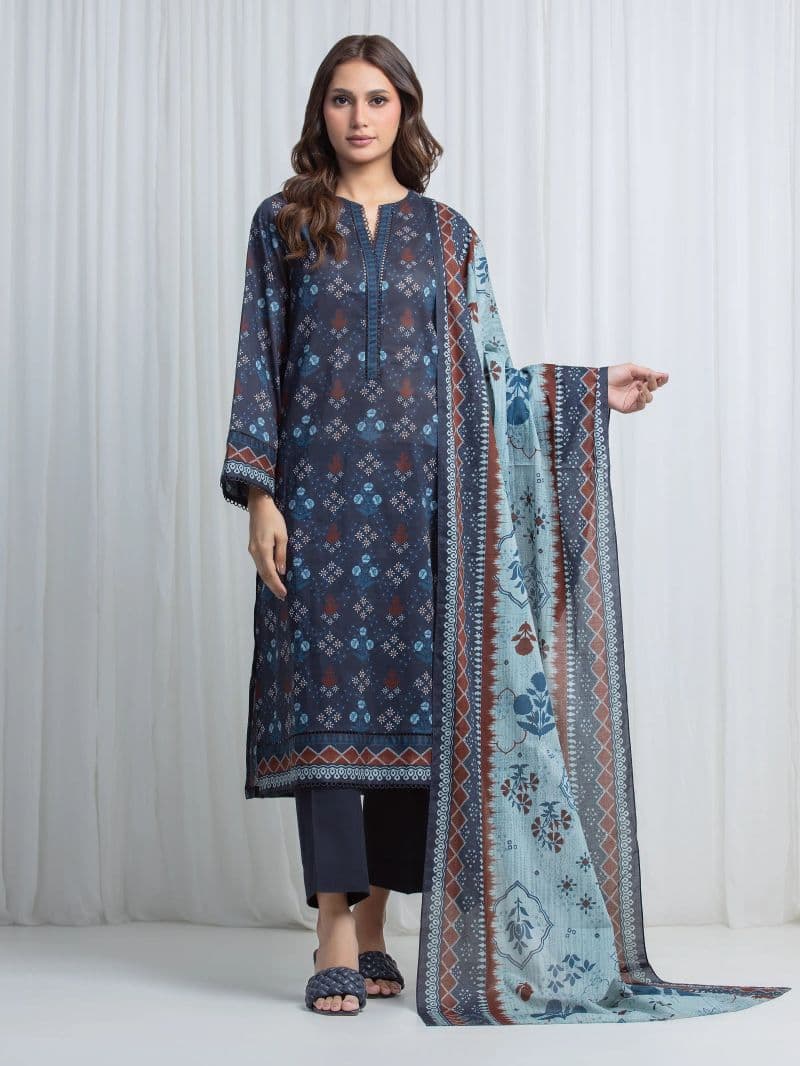 Printed Lawn Suit - EWU6A1-36744-3P thumbnail