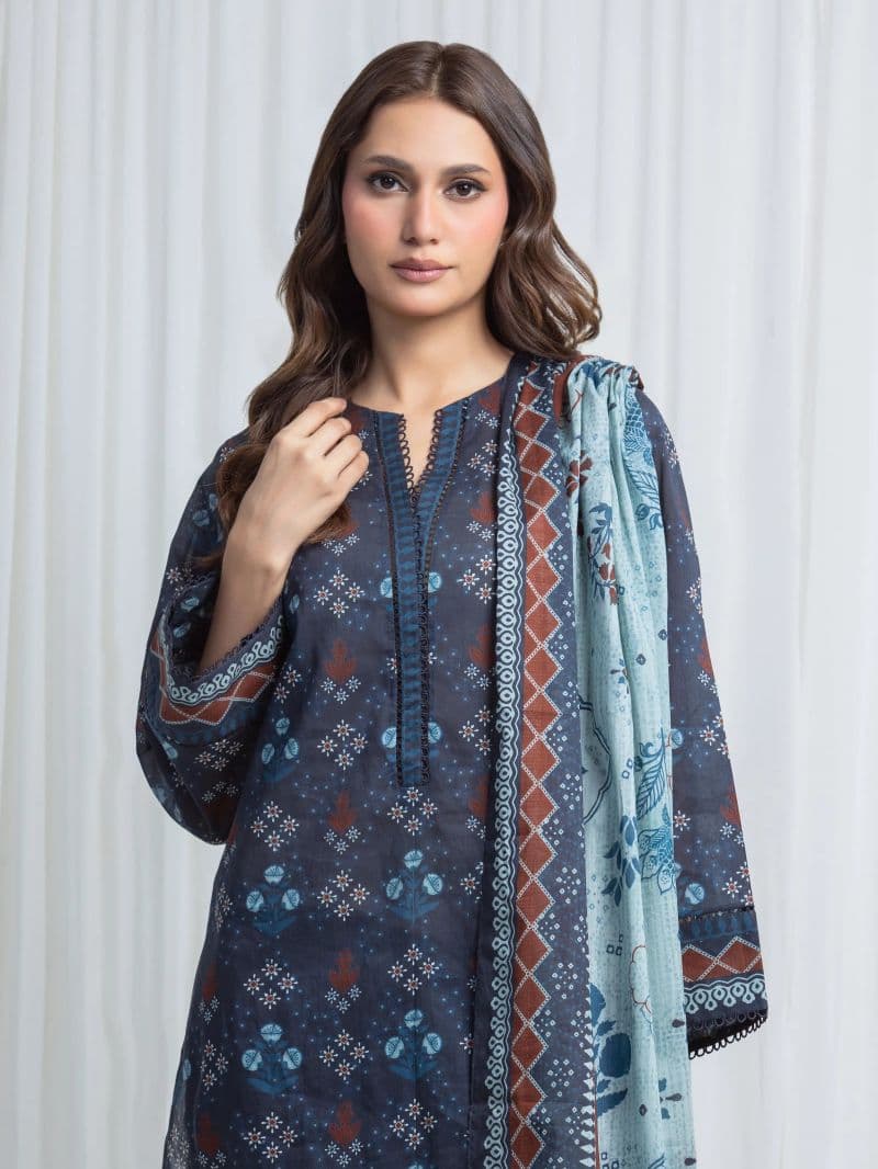 Printed Lawn Suit - EWU6A1-36744-3P thumbnail