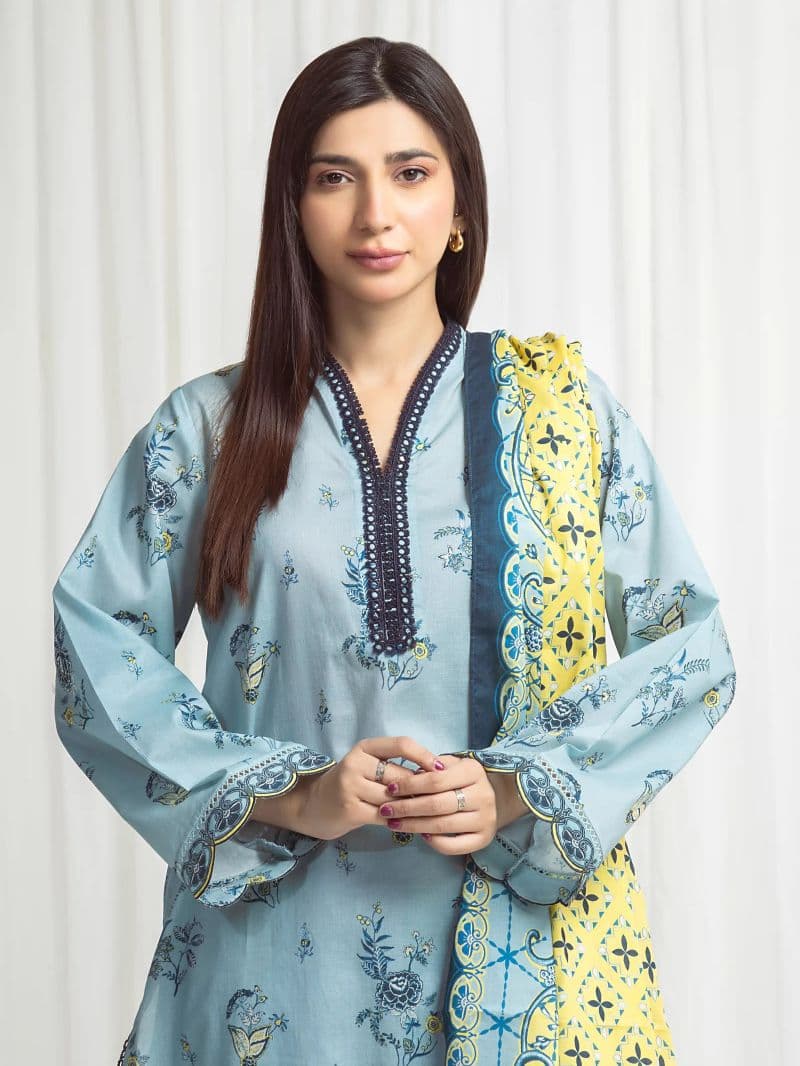 Printed Lawn Suit - EWU6A1-36708-3P thumbnail