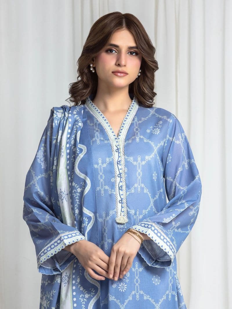 Printed Lawn Suit - EWU6A1-36731-3P thumbnail