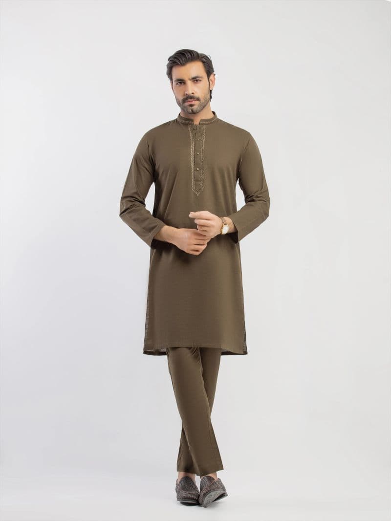 Embroidered Khaddar Kurta Pajama - EMTKPT5-093 thumbnail