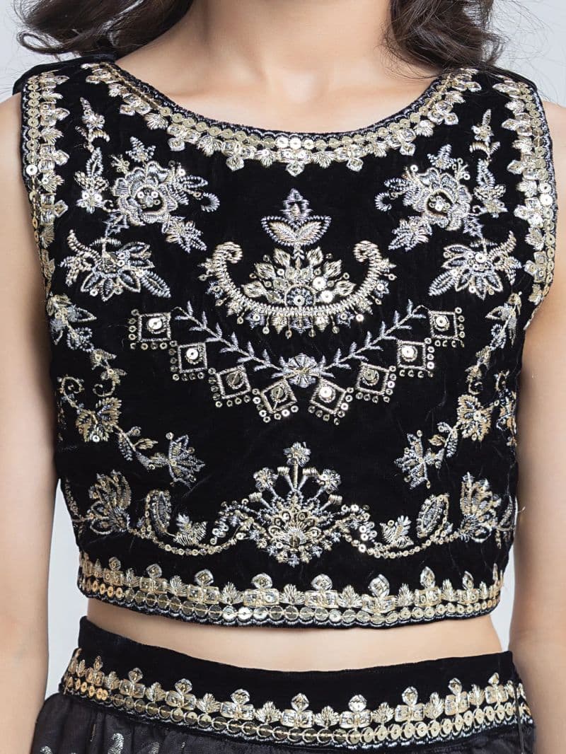 Embroidered Velvet Suit - EGTPLED6-50114-3P thumbnail
