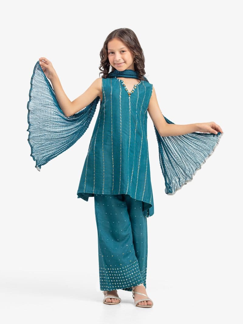 Embroidered Raw Silk Suit - EGTPLE5-50044-3P thumbnail