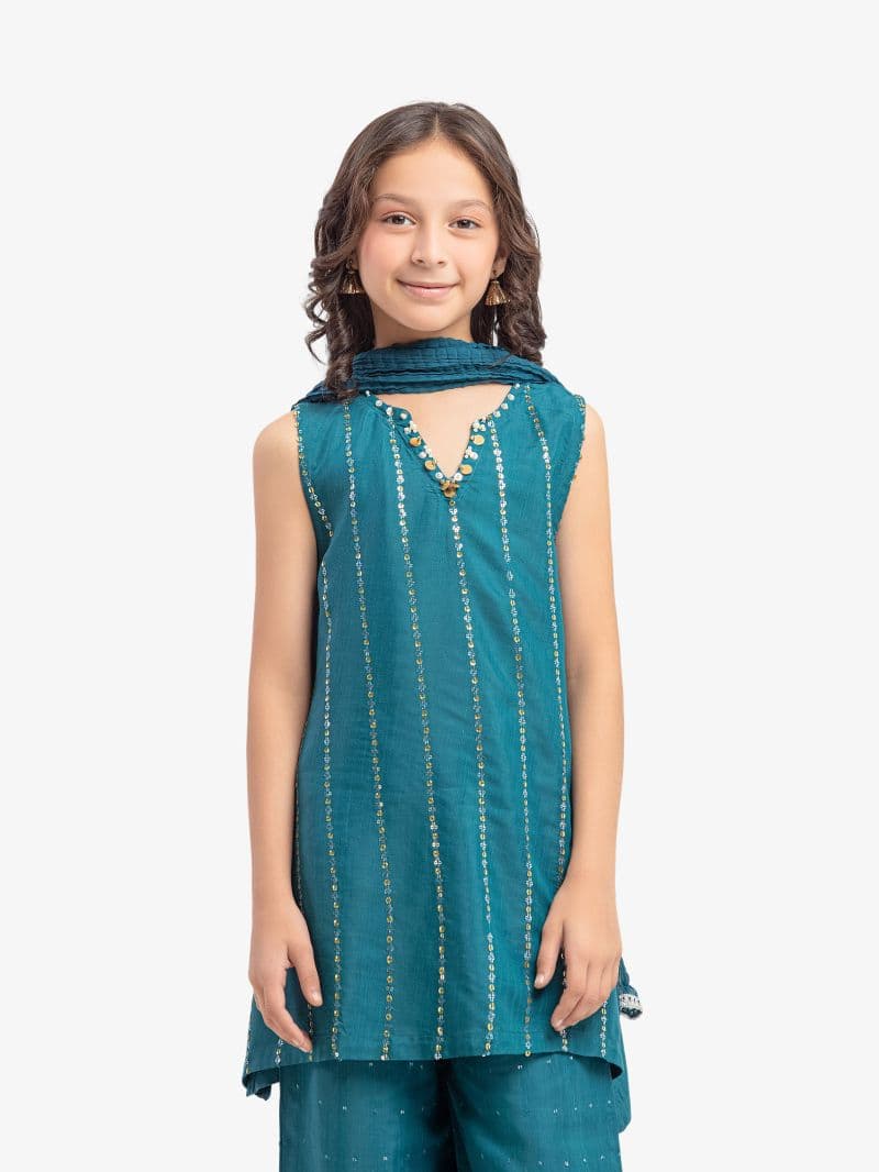 Embroidered Raw Silk Suit - EGTPLE5-50044-3P thumbnail