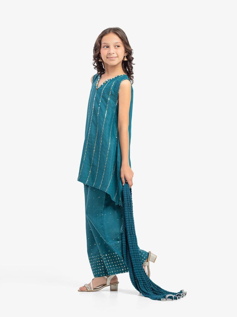 Embroidered Raw Silk Suit - EGTPLE5-50044-3P thumbnail