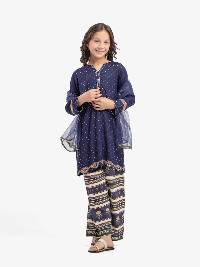Embroidered Raw Silk Suit - EGTPLE5-50039-3P thumbnail