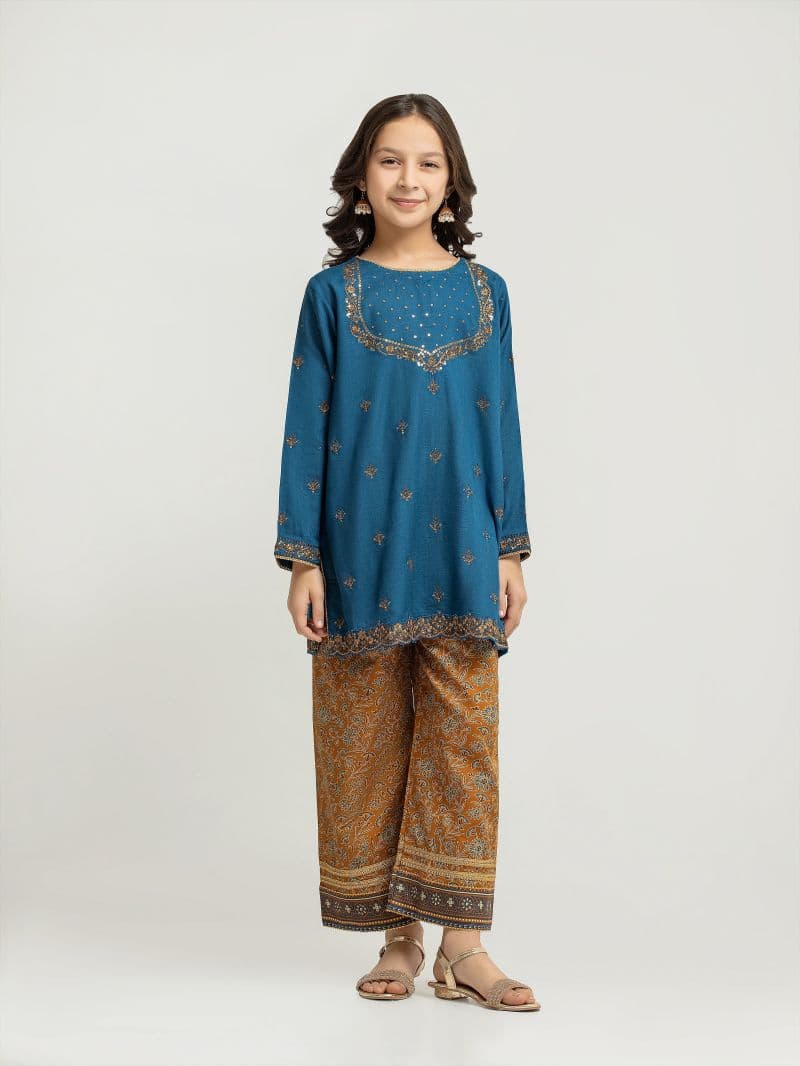 Embroidered Raw Silk Shirt Trouser - EGTPLE5-50038ST thumbnail