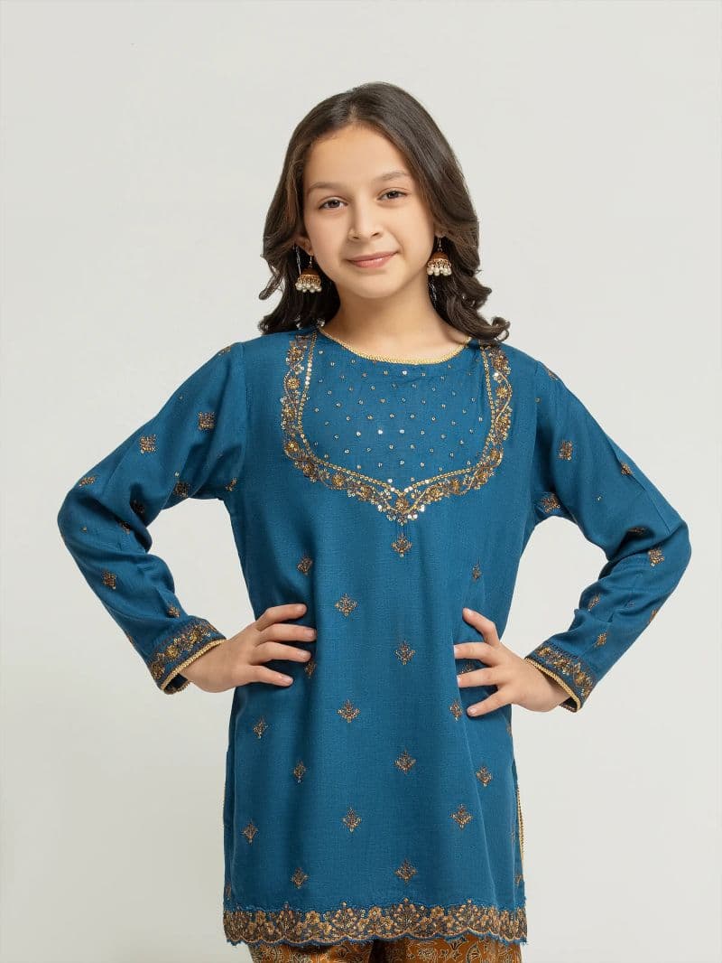 Embroidered Raw Silk Shirt Trouser - EGTPLE5-50038ST thumbnail