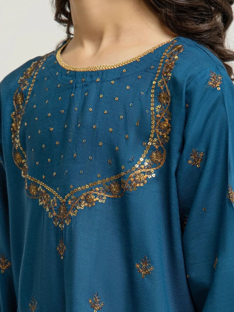 Embroidered Raw Silk Shirt Trouser - EGTPLE5-50038ST thumbnail