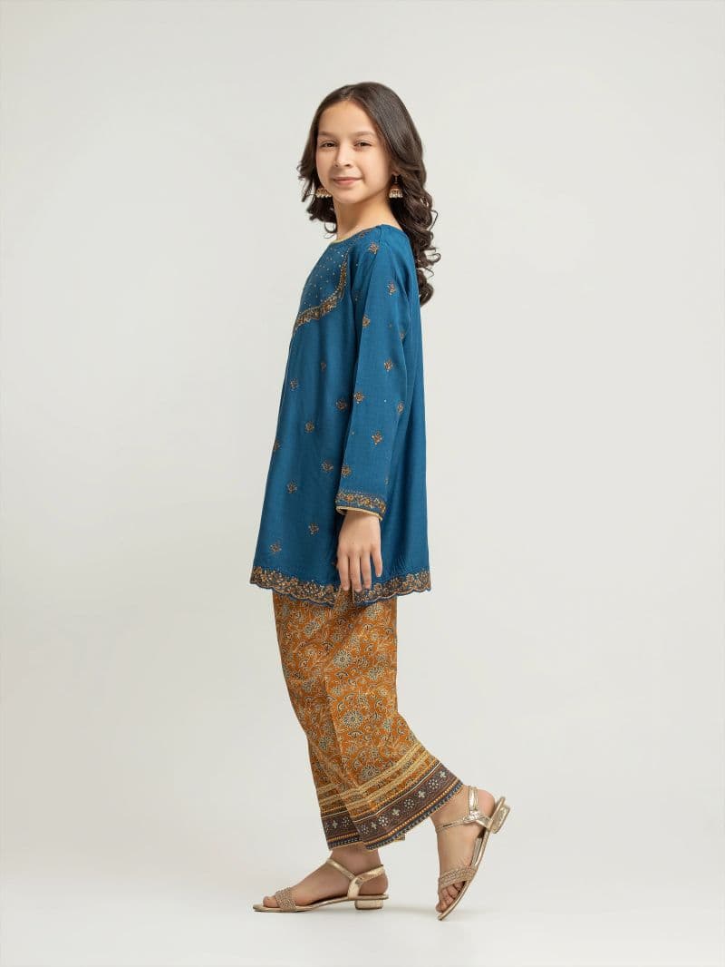 Embroidered Raw Silk Shirt Trouser - EGTPLE5-50038ST thumbnail