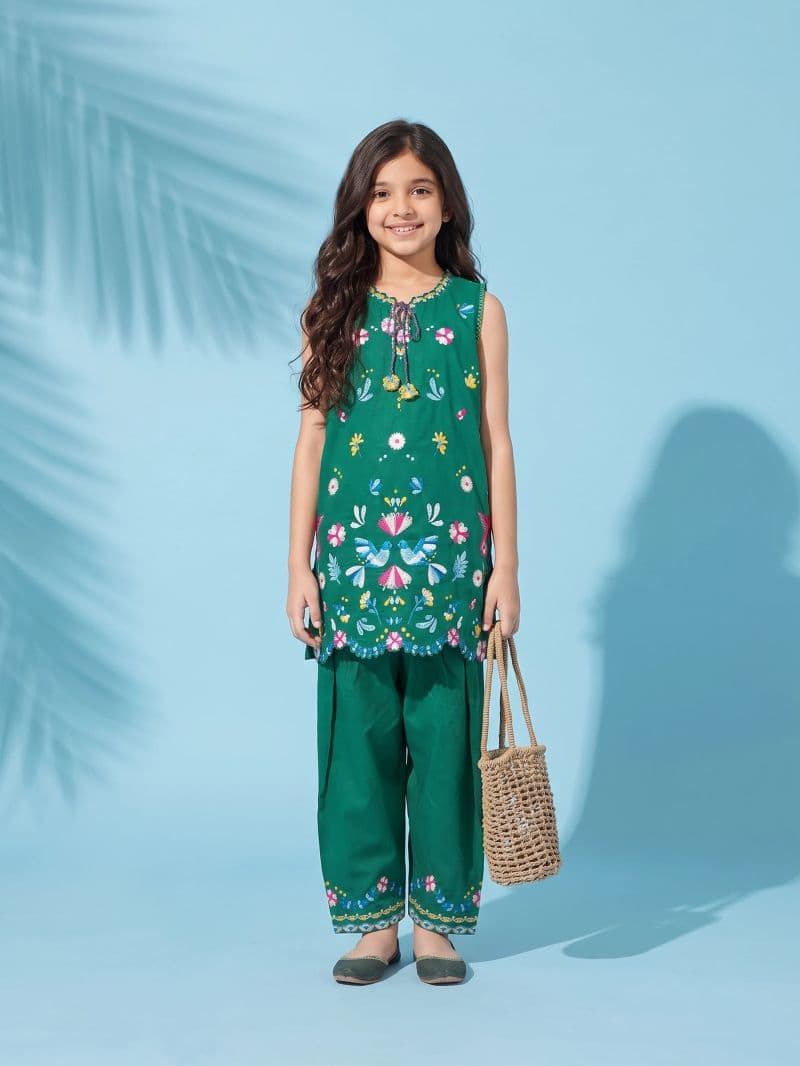 Embroidered Cambric Co-Ord Set - EGTKED6-74045ST thumbnail