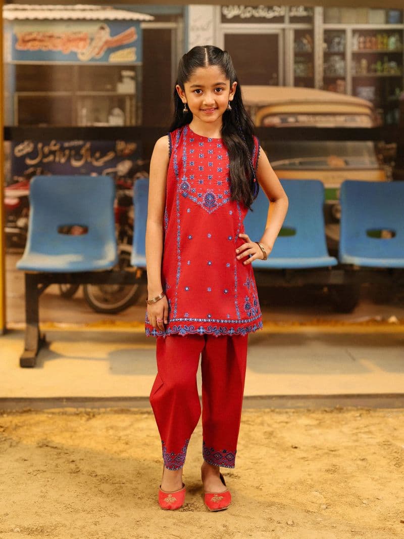 Embroidered Cambric Co-Ord Set - EGTKED6-74038ST thumbnail
