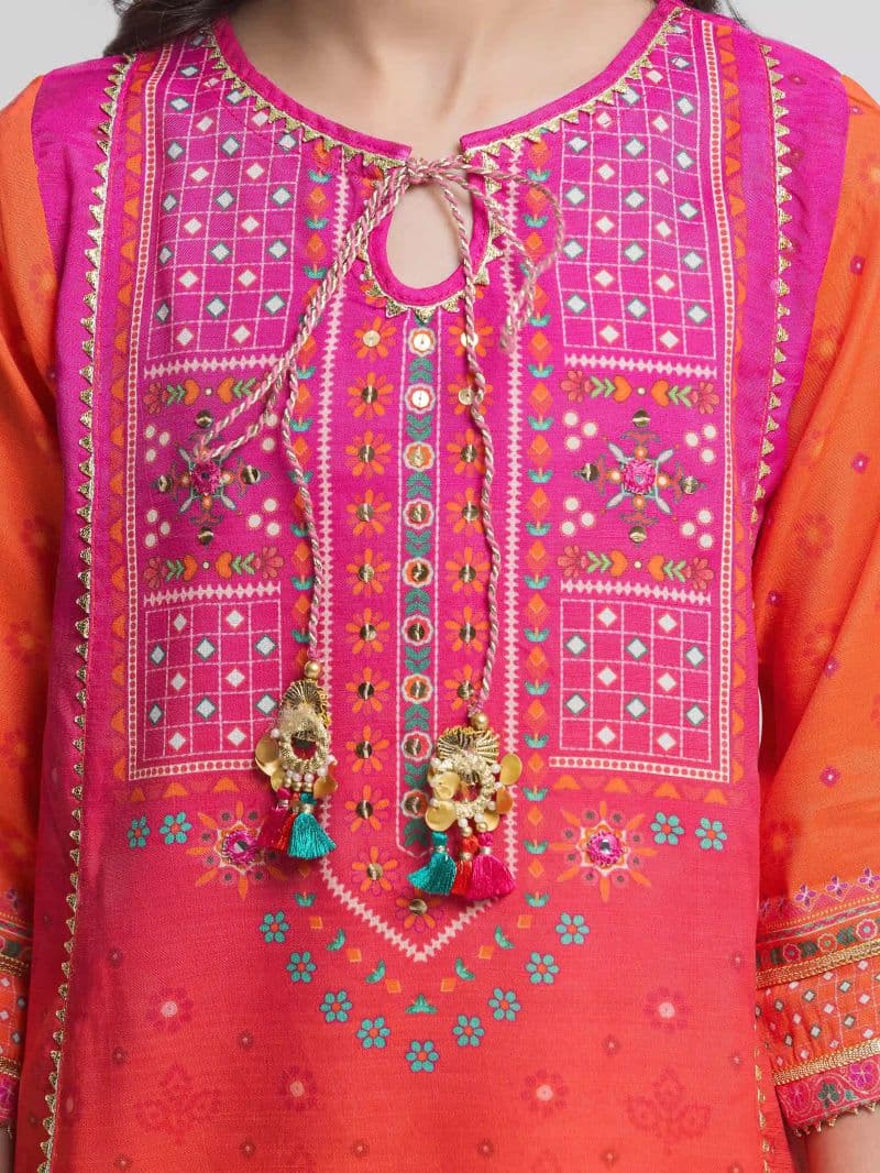 Block Print Raw Silk Co-Ord Set - EGTKEP6-74012ST thumbnail