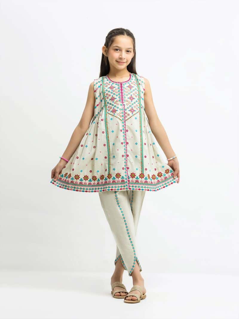 Embroidered Cambric Co-Ord Set - EGTKE5-73032ST