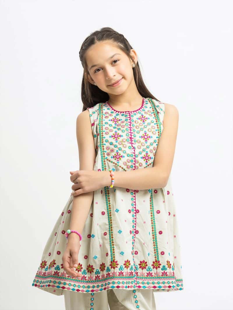 Embroidered Cambric Co-Ord Set - EGTKE5-73032ST - alternate view