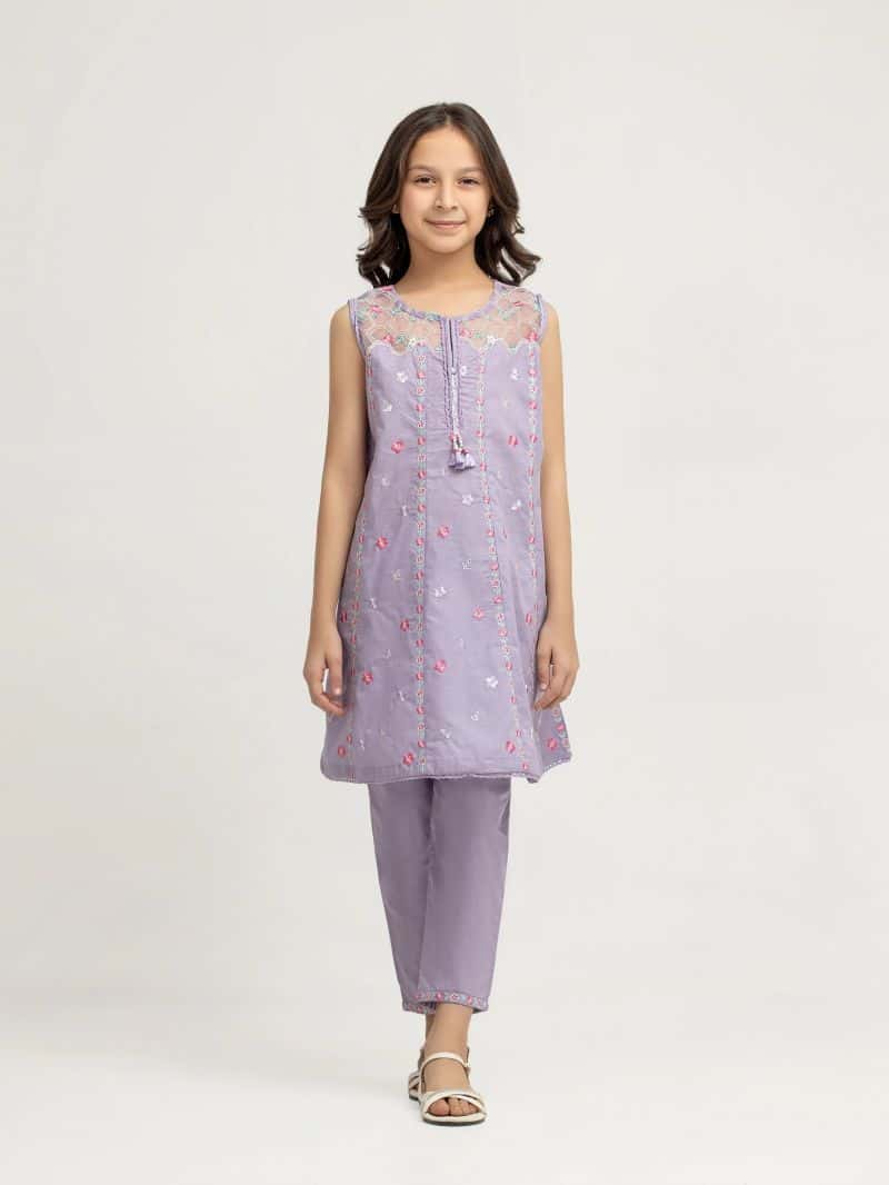 Embroidered Cambric Co-Ord Set - EGTKED5-73022ST