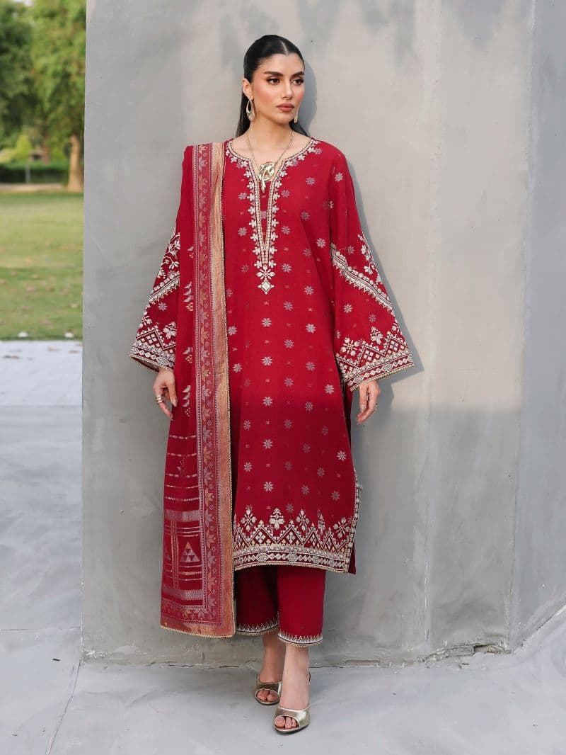 Embroidered Jacquard Suit - EWU6V3-33460-3P thumbnail