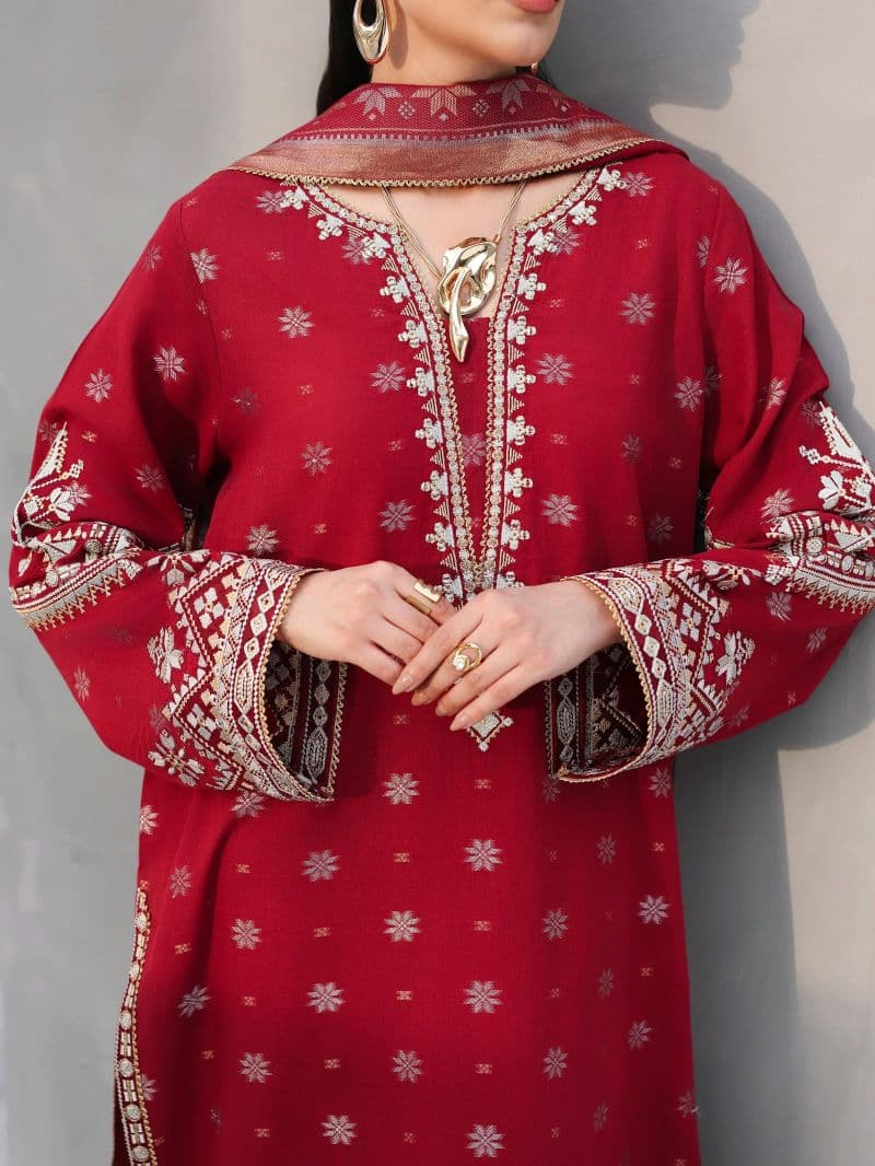 Embroidered Jacquard Suit - EWU6V3-33460-3P thumbnail