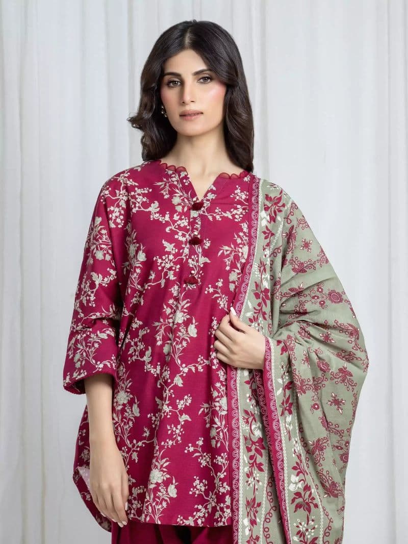Printed Khaddar Suit - EWU6A3-37083-3P thumbnail