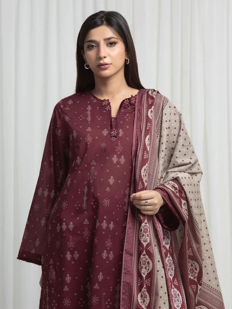 Printed Khaddar Suit - EWU6A3-37004-3P thumbnail