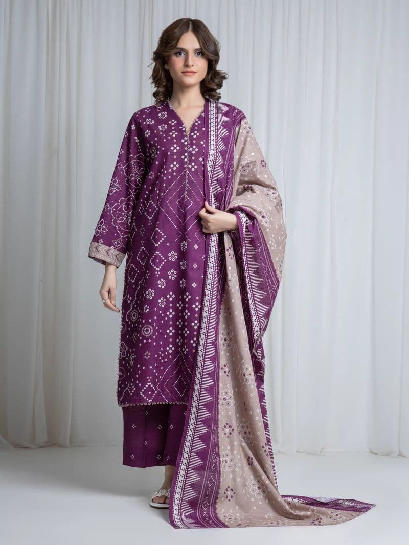 Printed Khaddar Suit - EWU6A3-37171-3P thumbnail