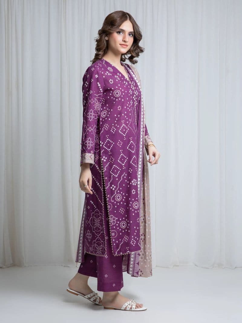 Printed Khaddar Suit - EWU6A3-37171-3P thumbnail