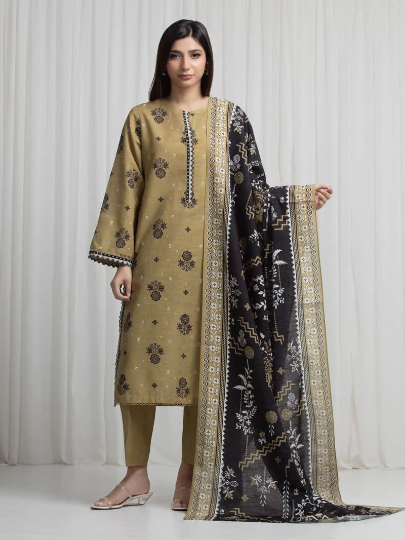 Printed Khaddar Suit - EWU6A3-37036-3P thumbnail