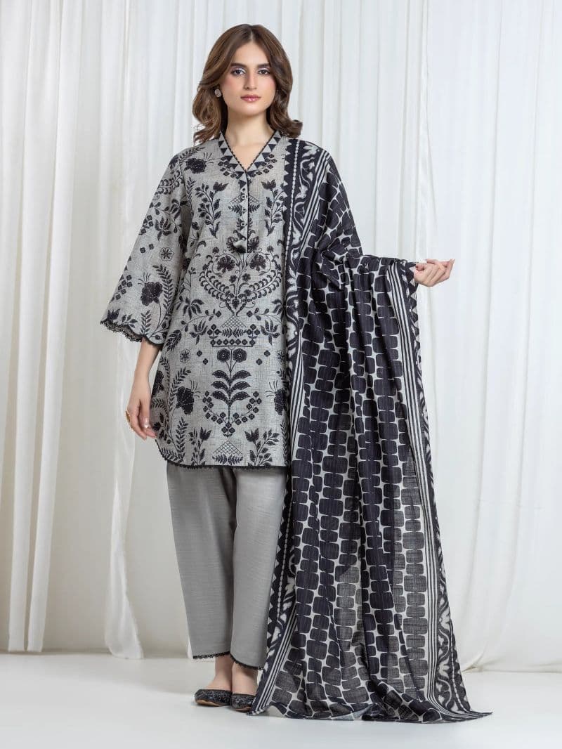 Printed Khaddar Suit - EWU6A3-37106-3P thumbnail