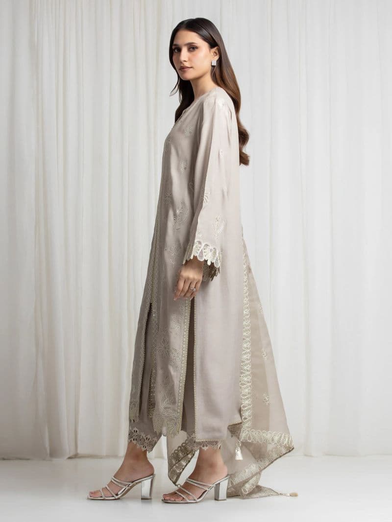 Embroidered Silk Suit - EWU6V16-32098-3P thumbnail