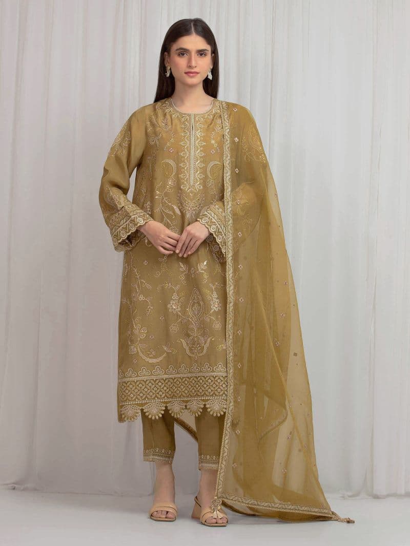 Embroidered Silk Suit - EWU6V24-32101-3P thumbnail