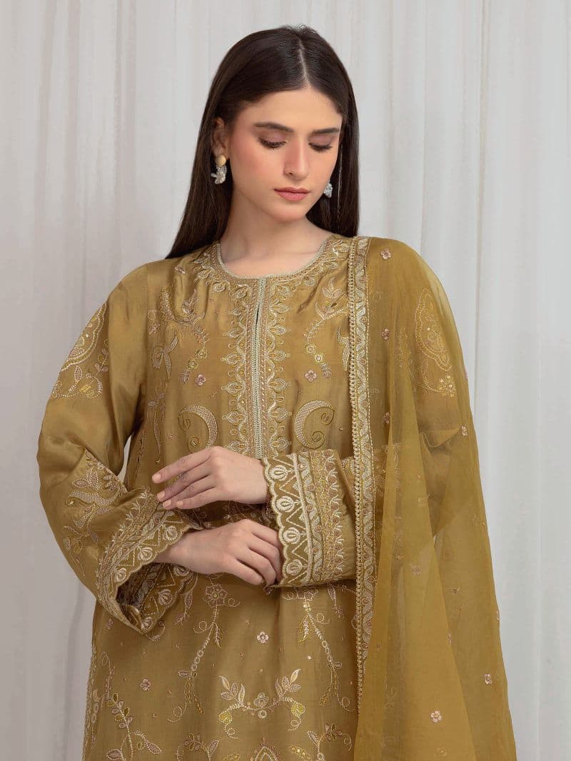 Embroidered Silk Suit - EWU6V24-32101-3P thumbnail