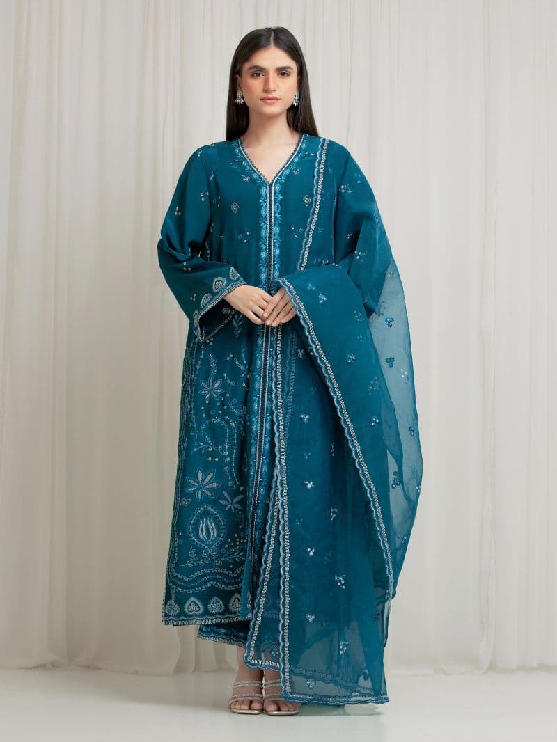 Embroidered Silk Suit - EWU6V24-32104-3P thumbnail