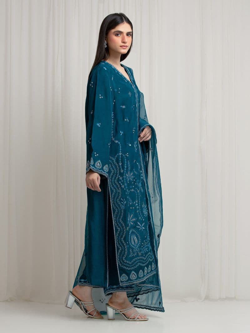 Embroidered Silk Suit - EWU6V24-32104-3P thumbnail