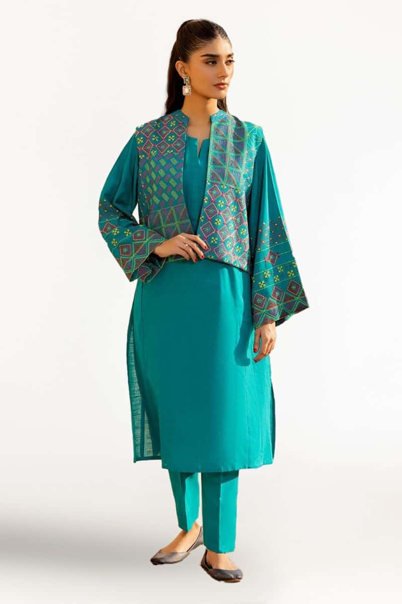 Khaddar Embroidered Crop Jacket