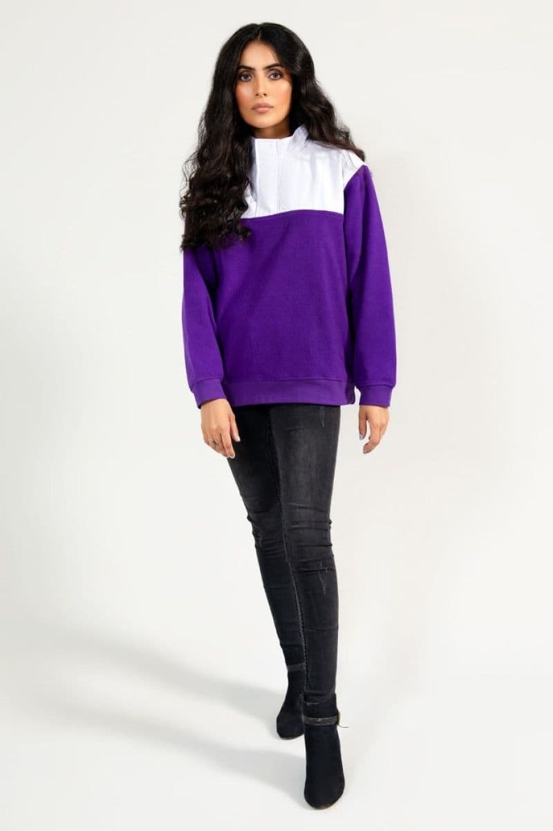 Quarter Zip Color Block Mock Neck Sweatshirt thumbnail