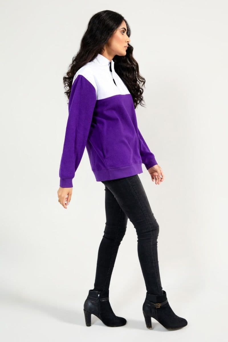 Quarter Zip Color Block Mock Neck Sweatshirt thumbnail