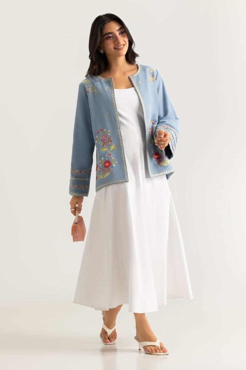 Denim Embroidered Waistcoat thumbnail