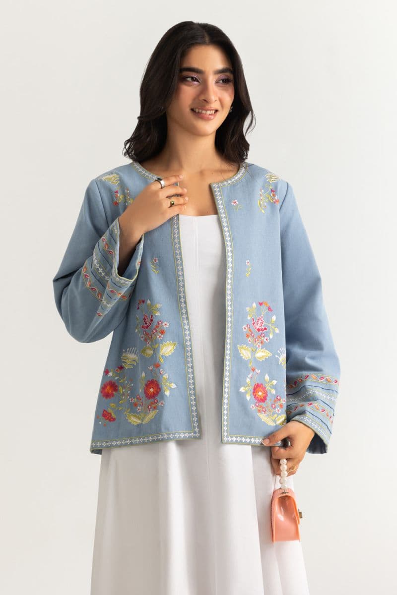Denim Embroidered Waistcoat thumbnail