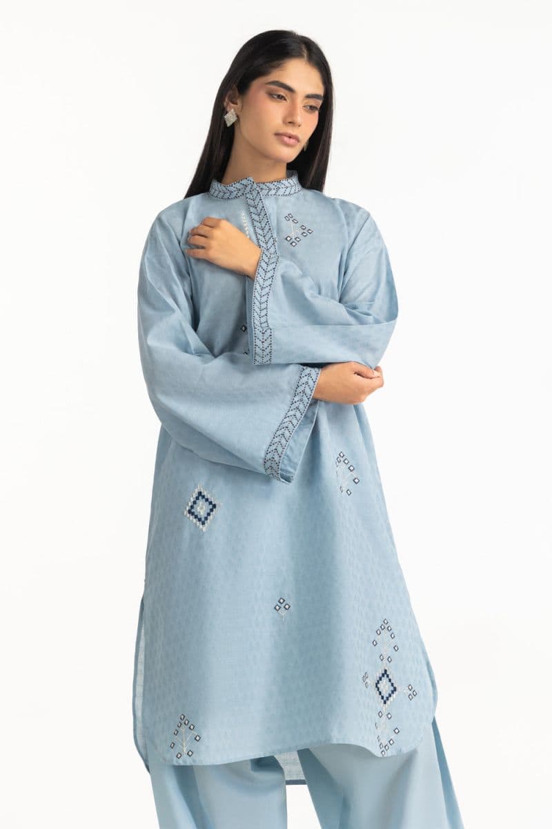 Jacquard Embroidered Shirt And Dyed Shalwar thumbnail