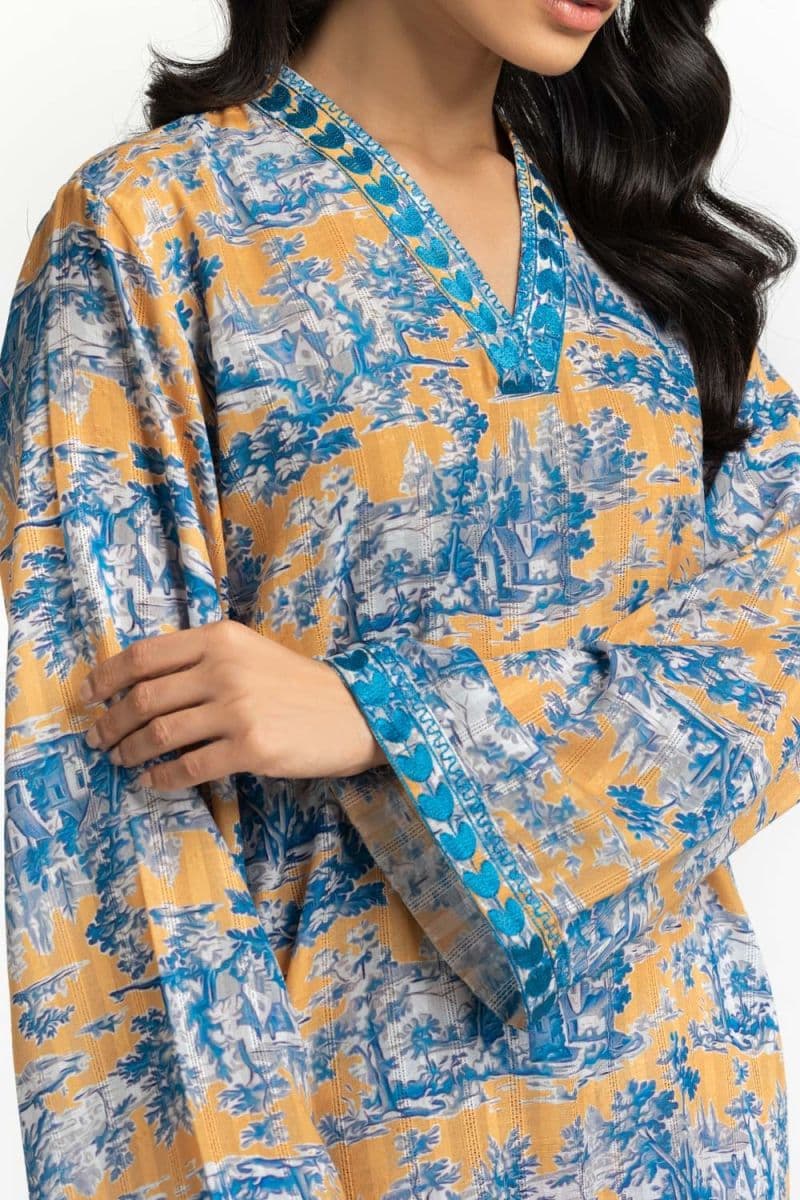 Textured Dobby Printed Shirt With Embroidered thumbnail