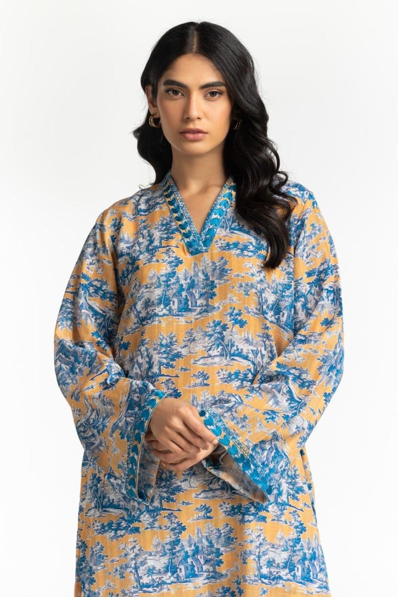 Textured Dobby Printed Shirt With Embroidered thumbnail