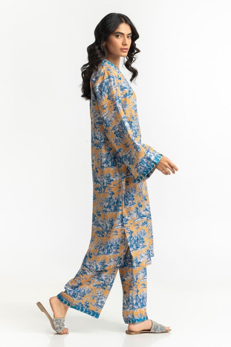 Textured Dobby Printed Shirt With Embroidered thumbnail