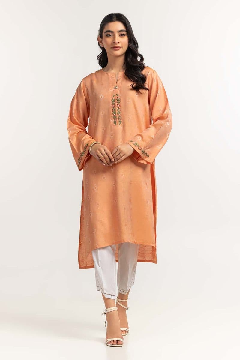 Dyed Self Jacquard Embroidered Shirt thumbnail
