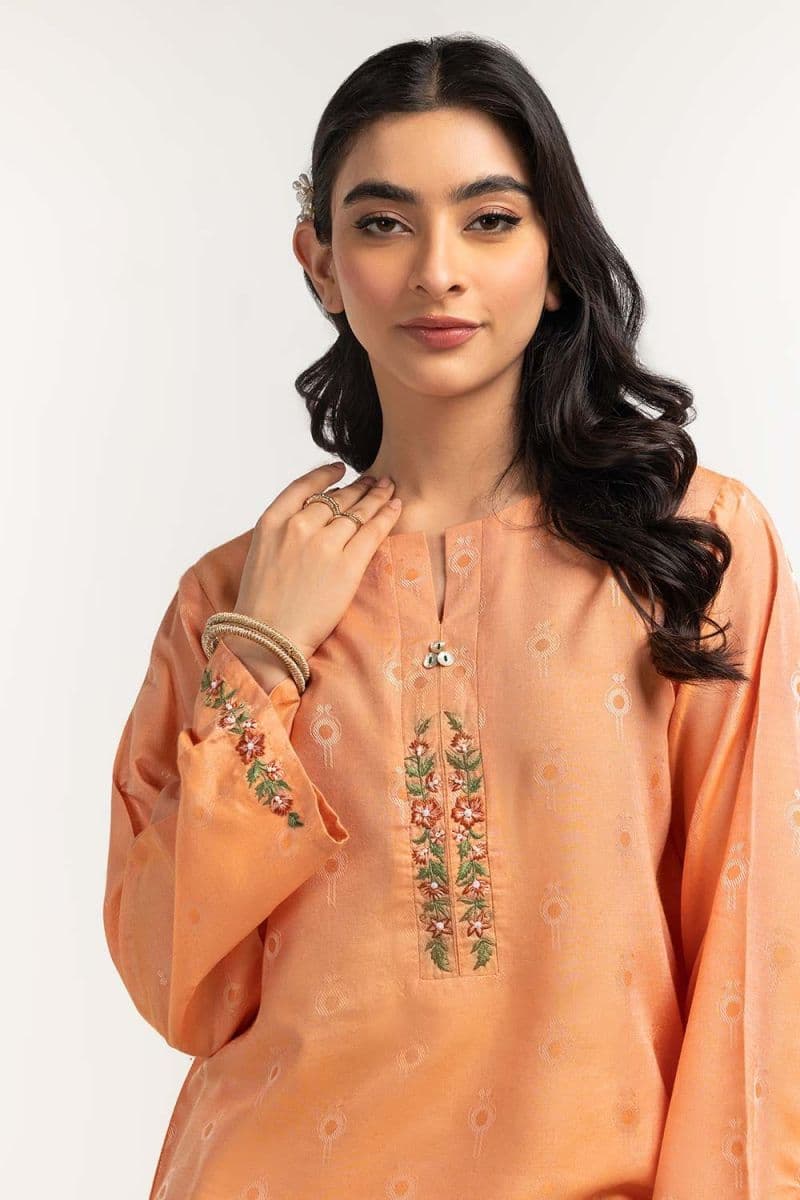 Dyed Self Jacquard Embroidered Shirt thumbnail